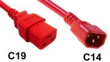 PDU Power cords C14 to C19 Red 14AWG