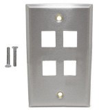 Keystone Stainless Wall Plate 4 Pos. Stainless