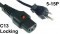 Standard Power Cord 5-15P to Locking C13 18AWG